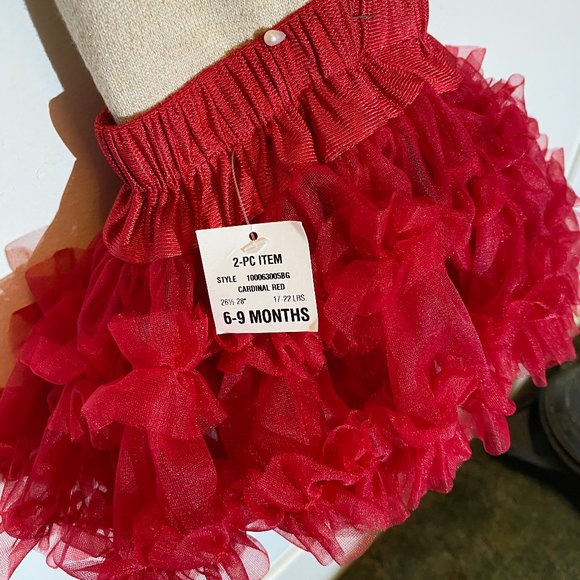 First Impressions Baby Girl Sweater/Ruffled Skirt & Black Velvet Shoes - Picture 6 of 13